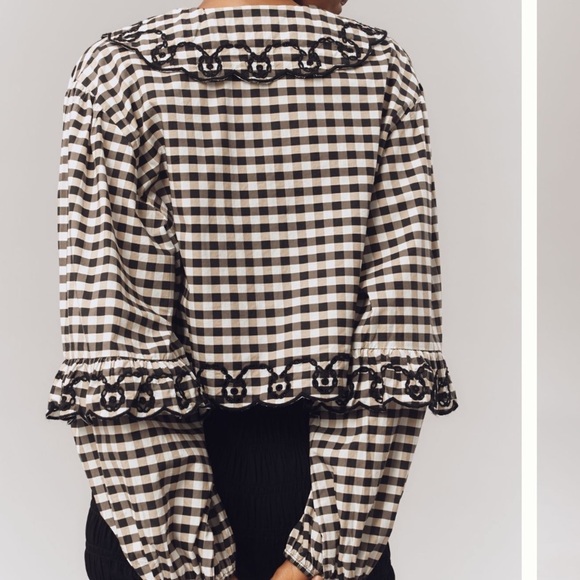 Anthropologie Maeve Long Sleeve Scallop Tie-Front Blouse One Size - Picture 3 of 14